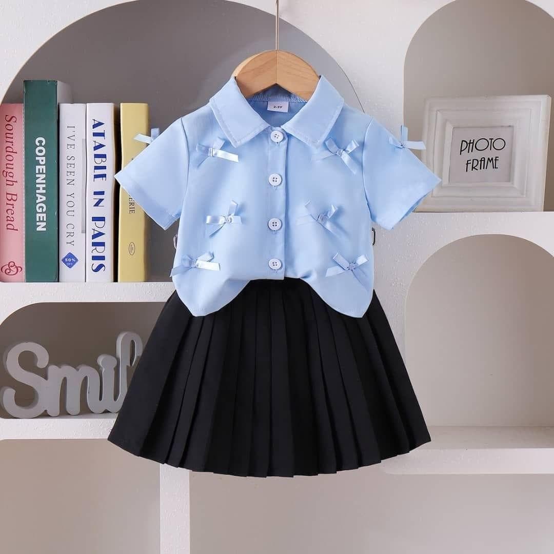 Girls 2-Piece Short-Sleeve Bow